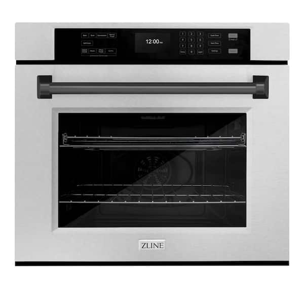 30 in. Autograph True Convection Single Wall Oven with Air Fry and Self Clean in Satin Steel with Black Handle