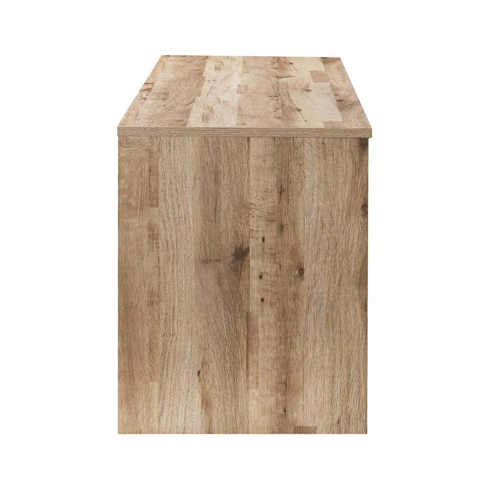 Rustic Oak 59" TV Stand with Sliding Barn Doors and Storage Cabinets