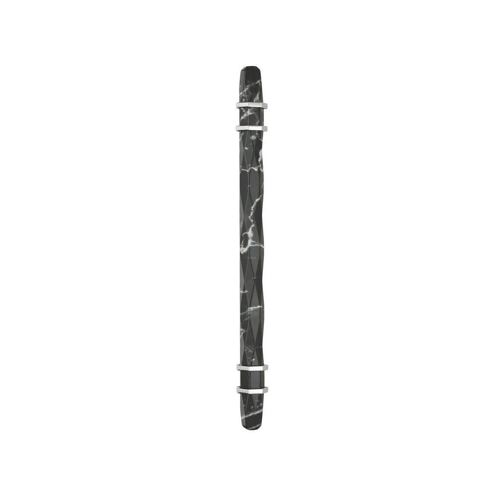 Modern Marble Black and Polished Nickel Bar Pull with Mounting Hardware