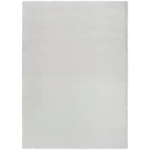 Nourison Soft Plush Rabbit Fur Silver 5 ft. x 7 ft. Solid Contemporary Area Rug