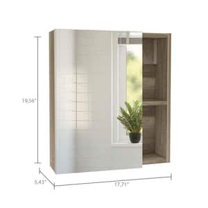 17.7 in. W x 19.6 in. H Beige Rectangular Particle Board Surface Mount Medicine Cabinet with Mirror