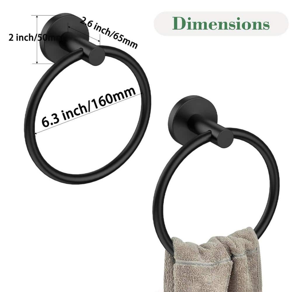 Matte Black Stainless Steel Wall Mounted Towel Ring Set