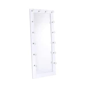 Belle 32 in. W x 71 in. H Rectangle Wood Glossy White Leaning Mirror