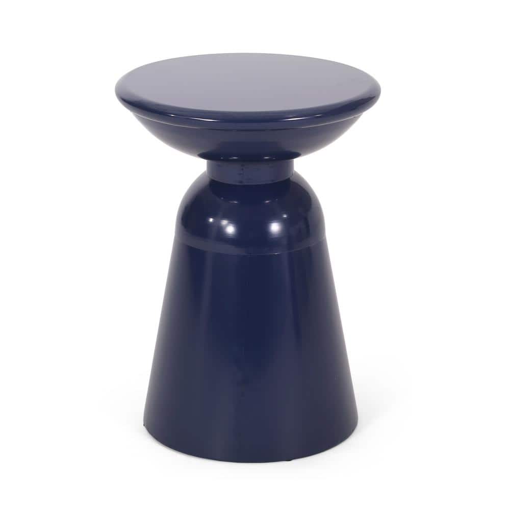 Outdoor Metal Side Table, Light Weight End Table for Patio Garden, Navy Blu