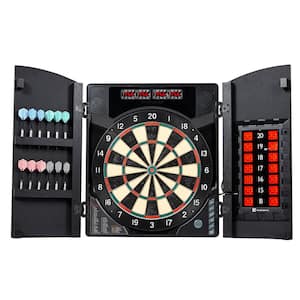 BristleSmart Dartboard with Cabinet - Accepts steel tip darts with electronic scoring and 294 games