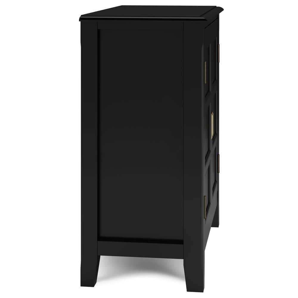 Burlington Black Solid Wood Low Storage Cabinet with Adjustable Shelves