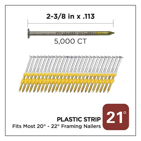 2-3/8 in. x 0.113 21-Degree Hot Dipped Galvanized Ring Shank Plastic Strip Framing Nails (5000 -Per Box)