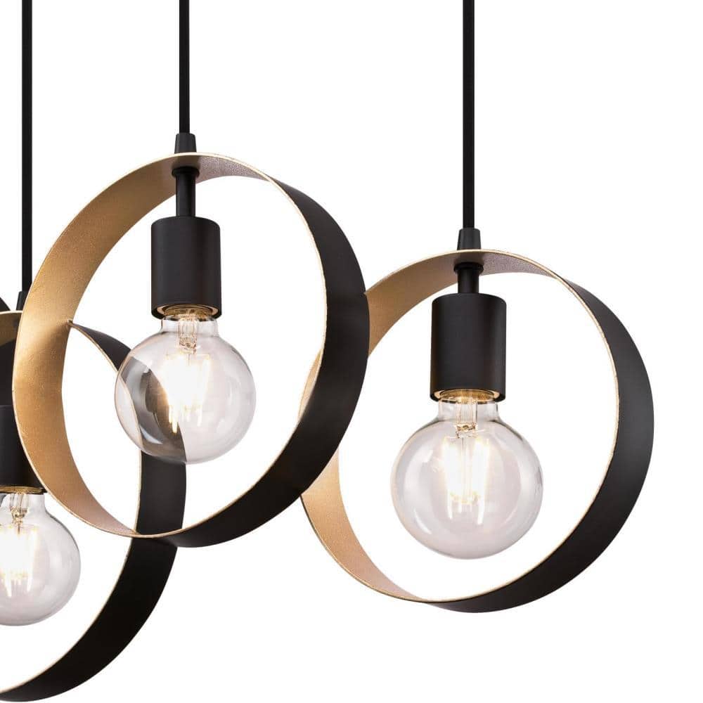 Olympus Matte Black and Textured Gold Geometric Chandelier