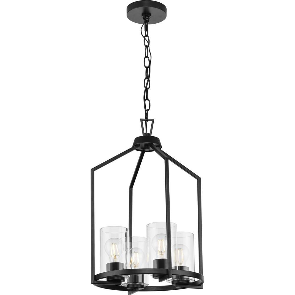 Goodwin Matte Black Glass and Nickel 4-Light Pendant