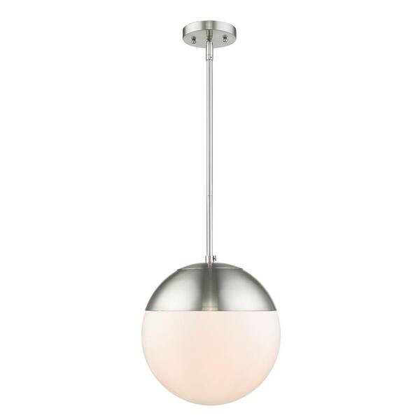 Golden Lighting Dixon 1-Light Pewter with Opal Glass and Pewter Cap Pendant