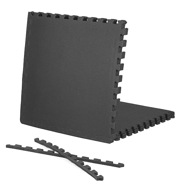 CAP Black 24 in. W x 24 in. L x 0.5 in. Thick EVA Foam T-Pattern Gym Flooring Tiles (6 Tiles/Pack) (24 sq. ft.)