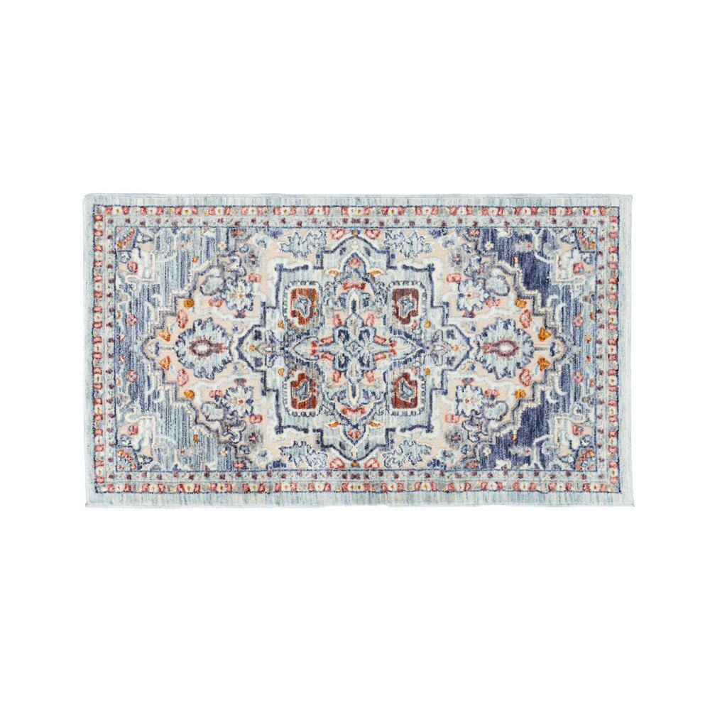 Laura Ashley Blue, Ivory and Orange 2 ft. x 4 ft. Medallion Turkish ...