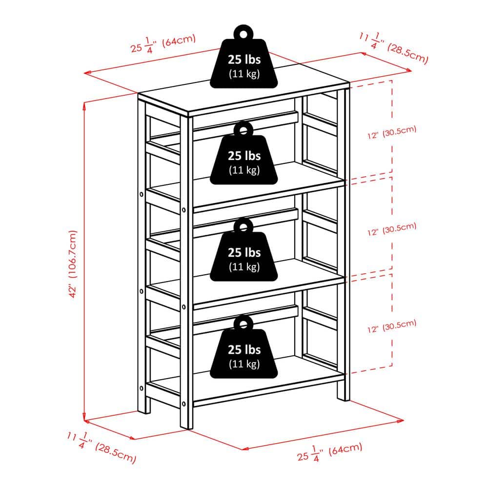 Espresso Transitional Wood 3-Tier Storage Shelf for Kids and Toys