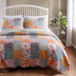 Carlie 3-Piece Calico Cotton Blend Full / Queen Quilt Set