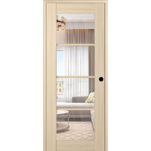 Belldinni Vona 4 Lite DIY-Friendly 30 in. x 80 in. Left-Handed Clear Glass Loire Ash Composite Single Prehung Interior Door