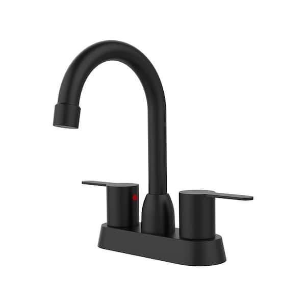 Satico 2-Handle 4 in. Centerset Bathroom Faucet with 360° Swivel Spout in Matte Black
