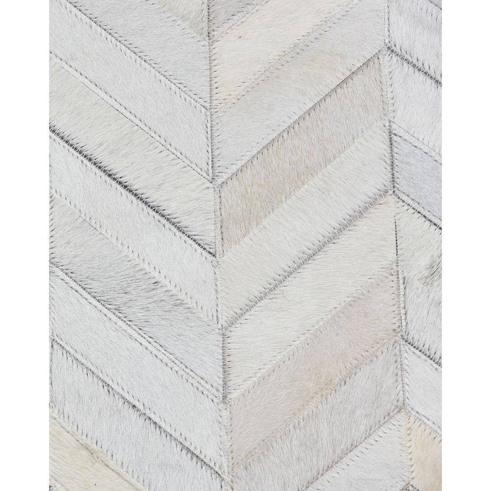 Ivory Chevron Cowhide and Wool 10' x 14' Area Rug