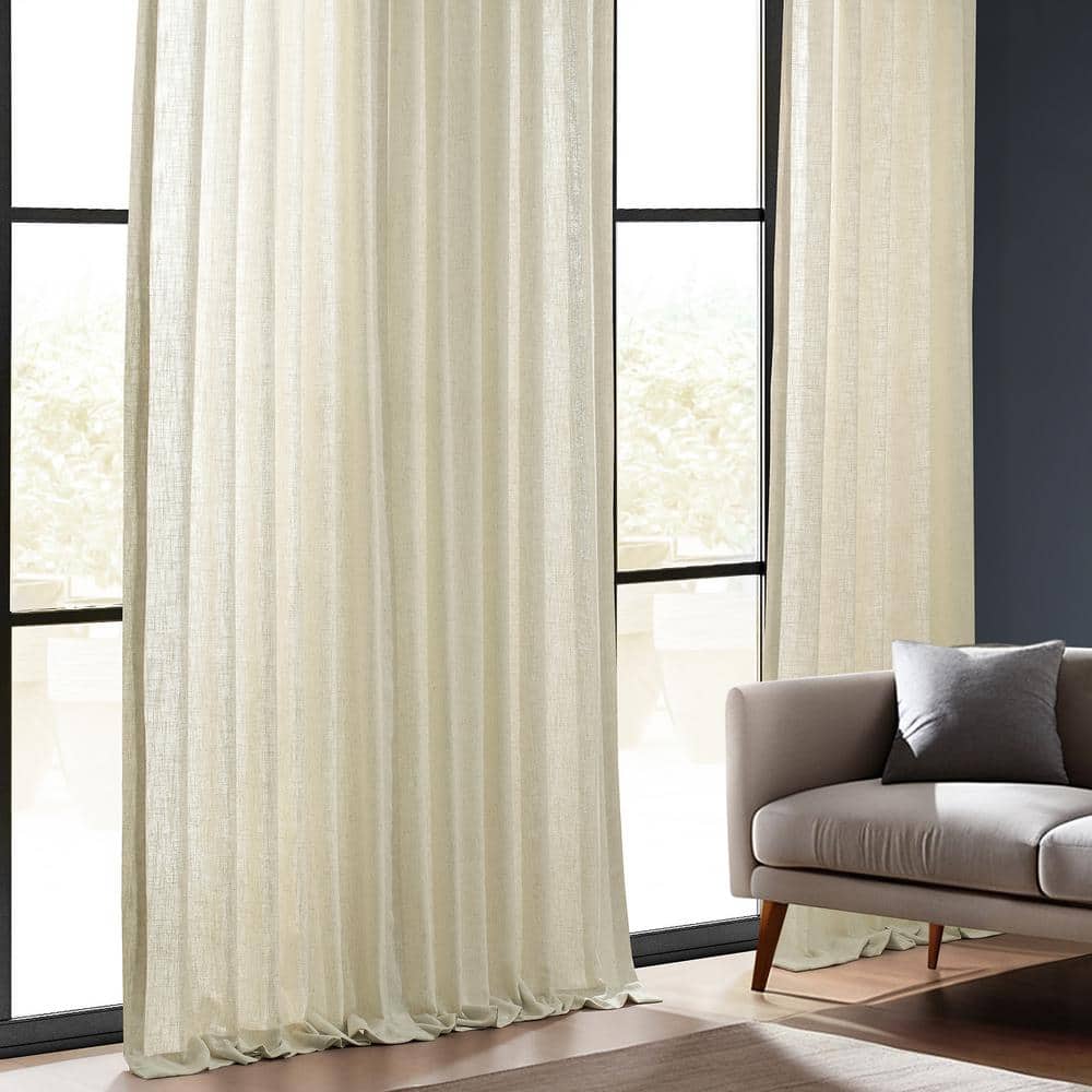 Off-White Light-Filtering Linen Blend Drape Panel