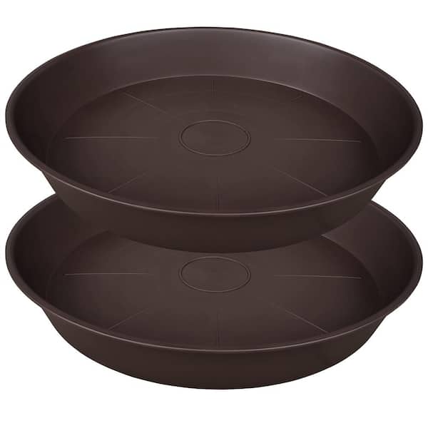 22 in. W x 3.6 in. H Brown Plastic Indoor/Outdoor Plant Saucer (2-Pack) Plant Saucers 22 x 22 x 3.6