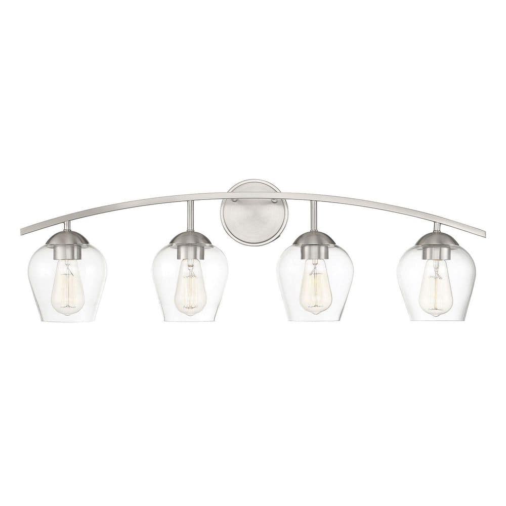 32.75 in. W x 10.37 in. H 4-Light Brushed Nickel Bathroom Vanity Light with Clear Glass Shades price history on PriceWatchPro