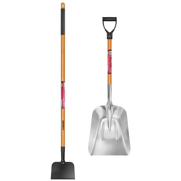 Husky 2-Piece Wood Handle Garden Tool Set (Ice Scraper and Aluminum Shovel)