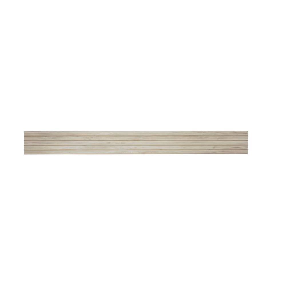 47.5" Unfinished White Fluted Hardwood Wall Panel Moulding