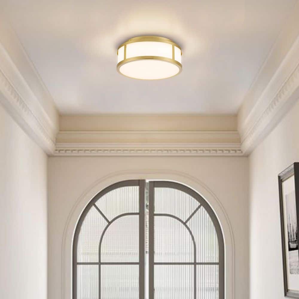 Piemont 10-in Square Antique Brass Integrated LED Flush Mount Light price history on PriceWatchPro