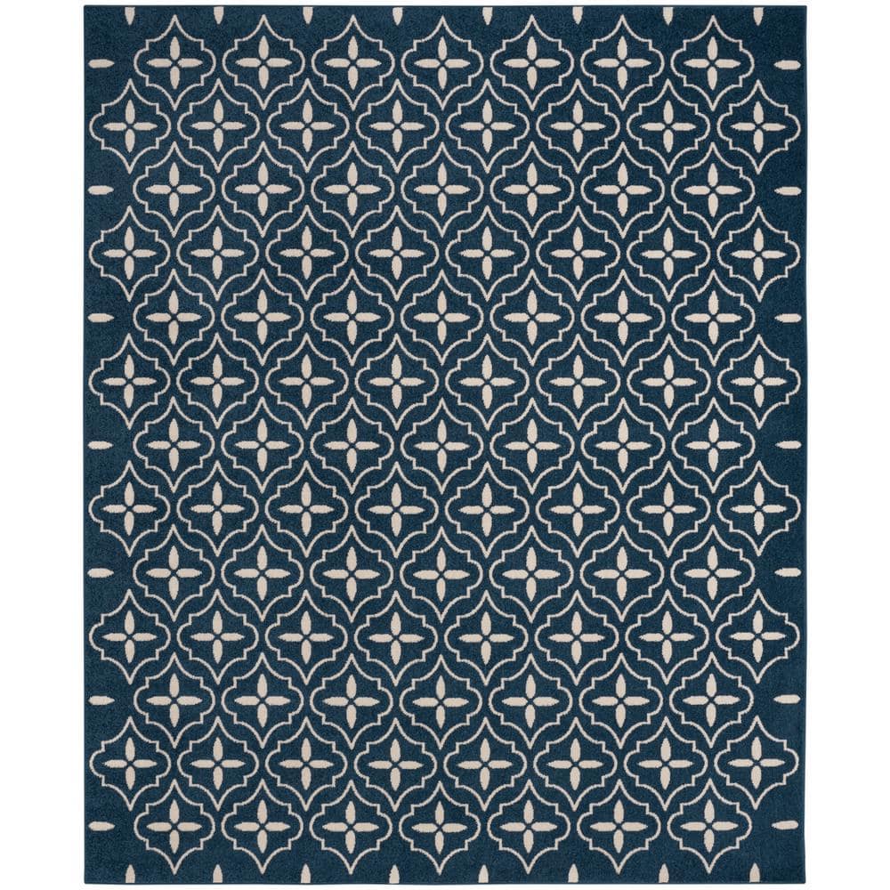 Nourison Essentials Navy Ivory 8 ft. x 10 ft. Moroccan Contemporary Area Rug