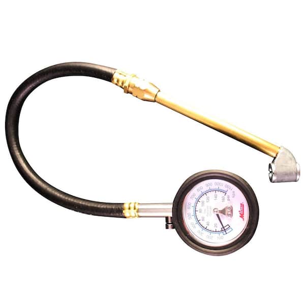 High Pressure Dual Head Air Chuck Dial Gauge and 12 in. Hose