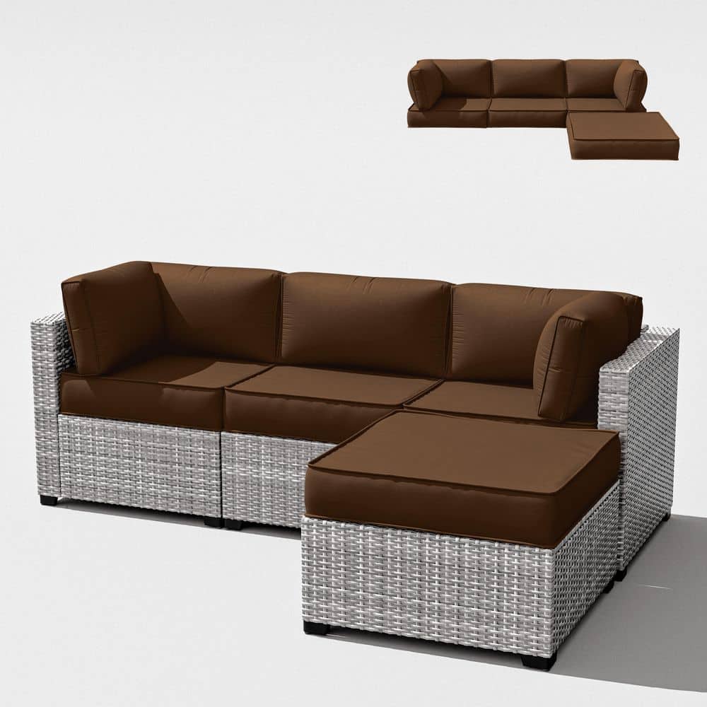 25.6 in. x 25.6 in. x 4 in. (9-Piece) Deep Seating Outdoor Sectional Replacement Cushion Chocolate price history on PriceWatchPro