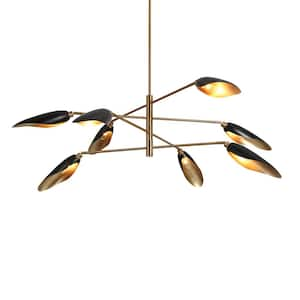 Toltehcwe Modern 8-light Plating Brass and Black Metal Chandelier, Mid-century Sputnik Hanging Light for Living Room