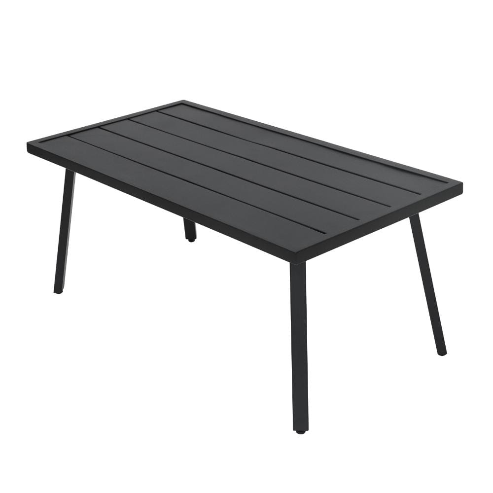 Rectangular Metal Coffee Table Patio Table w/ Slatted Top Slant Leg Design Adjustable Anti-Slip Leg for Poolside Outdoor price history on PriceWatchPro