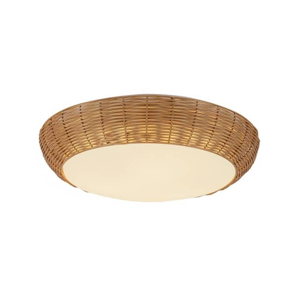 ALORA MOOD Merida 17 in. 3-Light 40-Watt Rattan Flush Mount