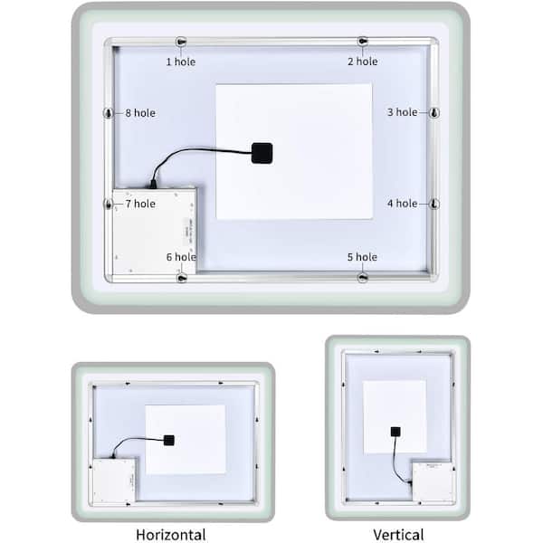 Movisa 36 in. W x 28 in. H Rectangular Frameless LED Light Wall Mount Bathroom Vanity Mirror