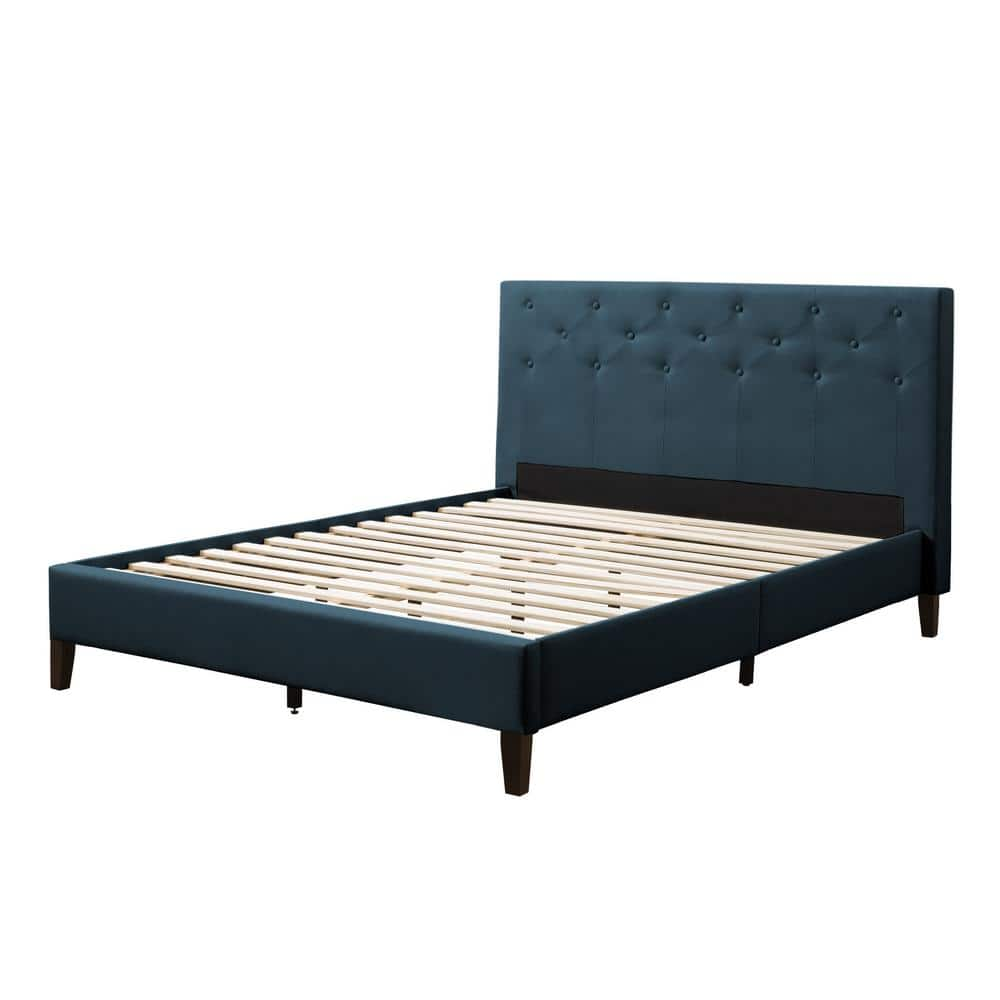 Nova Ridge Ocean Blue Fabric Queen Diamond Button-Tufted Bed -  CorLiving, BRH-102-Q