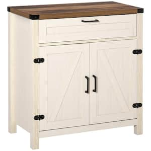 Kitchen Pantry Organizer, Farmhouse Sideboard Buffet Cabinet, Rustic 2 Barn Doors Cabinet, Accent Cabinet in White