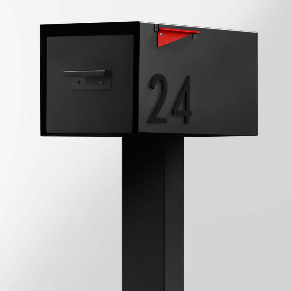 Malone Black Steel Lockable Post-Mounted Mailbox