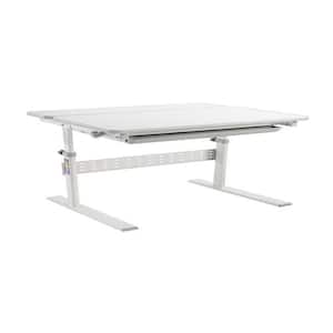 31.5 in. Rectangular Gray Kids Desk with Drawer and Writing Surface Height Adjustable Desk