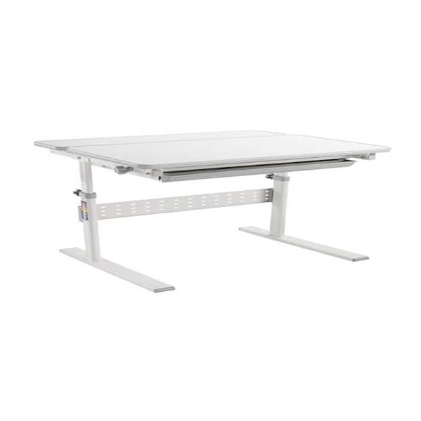 mount-it! 31.5 in. Rectangular Gray Kids Desk with Drawer and Writing Surface Height Adjustable Desk
