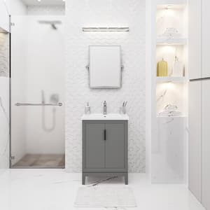 Elise 24.5 in. W x 18.5 in. D Bath Vanity in Cashmere Grey with Ceramics Vanity Top in White with White Basin and Faucet
