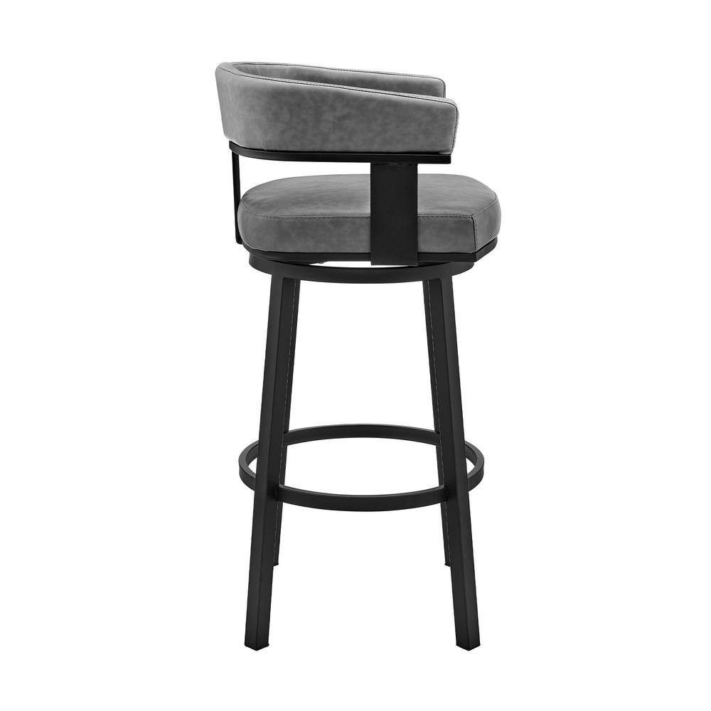Contemporary Gray/Black Metal Leather Swivel Bar Stool