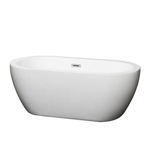 Soho 59.75 in. Acrylic Flatbottom Center Drain Soaking Tub in White