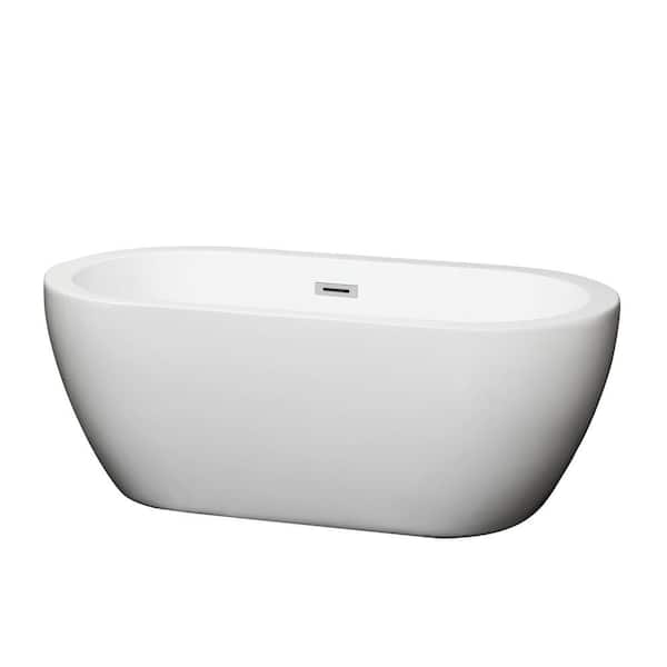 Wyndham Collection Soho 59.75 in. Acrylic Flatbottom Center Drain Soaking Tub in White