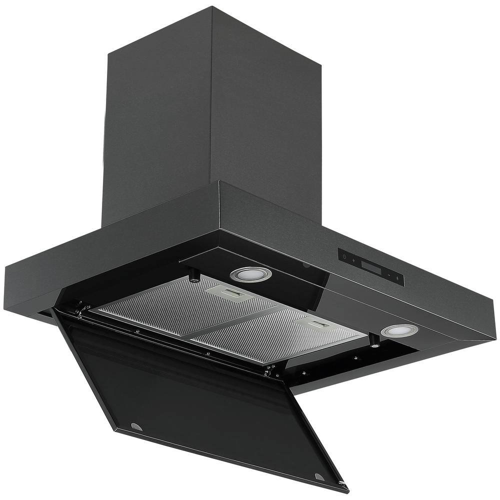 30" Black Stainless Steel Convertible Wall Mount Range Hood