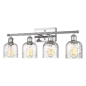 27.3 in. 4 Light Chrome Vanity Light with Hammered Glass Shade