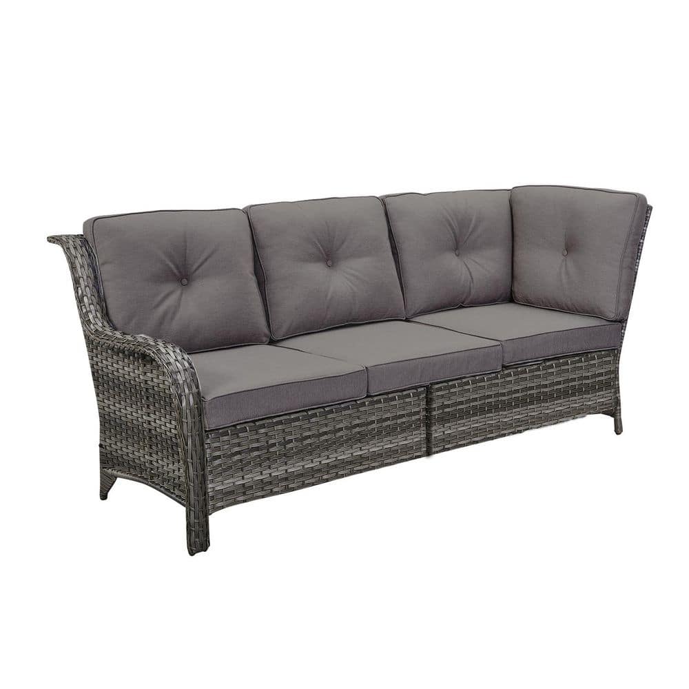 ArcoBay Gray Wicker Right Arm 3-Seat Outdoor Sectional Sofa Patio Sofa with Gray Cushion price history on PriceWatchPro