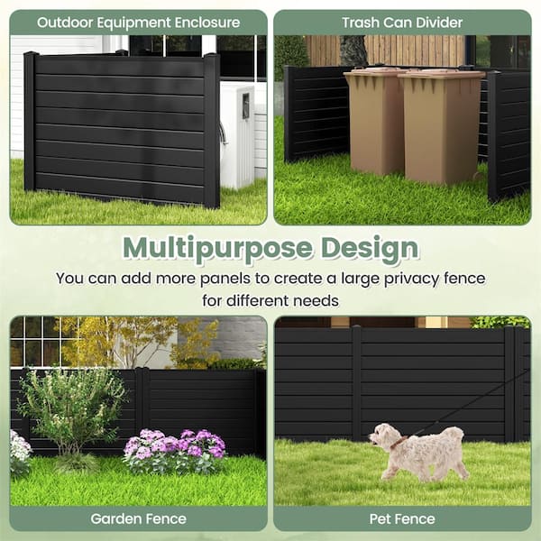 HONEY JOY Black Vinyl Privacy Fence Panel & Trash Enclosure