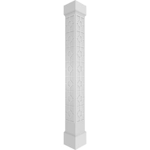 11-5/8 in. x 10 ft. Premium Square Non-Tapered Koroluck Fretwork PVC Column Wrap Kit with Mission Capital and Base