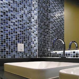 Gray and Blue 11.7 in. x 11.7 in. Square Polished Glass and Stone Mosaic Tile (4.75 sq. ft./Case)