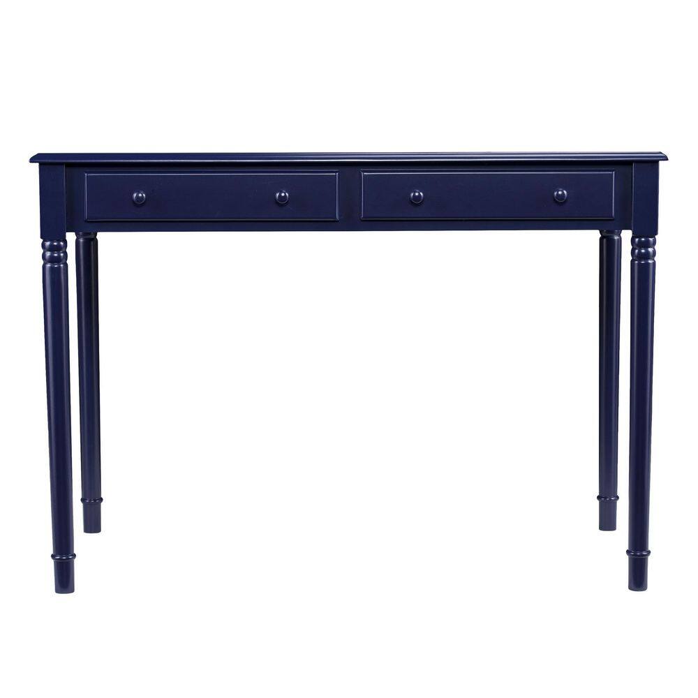 UPC 037732187938 product image for Janice 42.75 in. Rectangle Blue Wood 2-Drawer Writing Desk with Turned Spindle L | upcitemdb.com